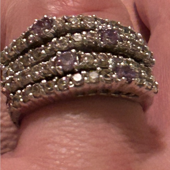 Beautiful sterling silver ring with pink n purple stones not sure if it’s real💎 - Picture 2 of 14